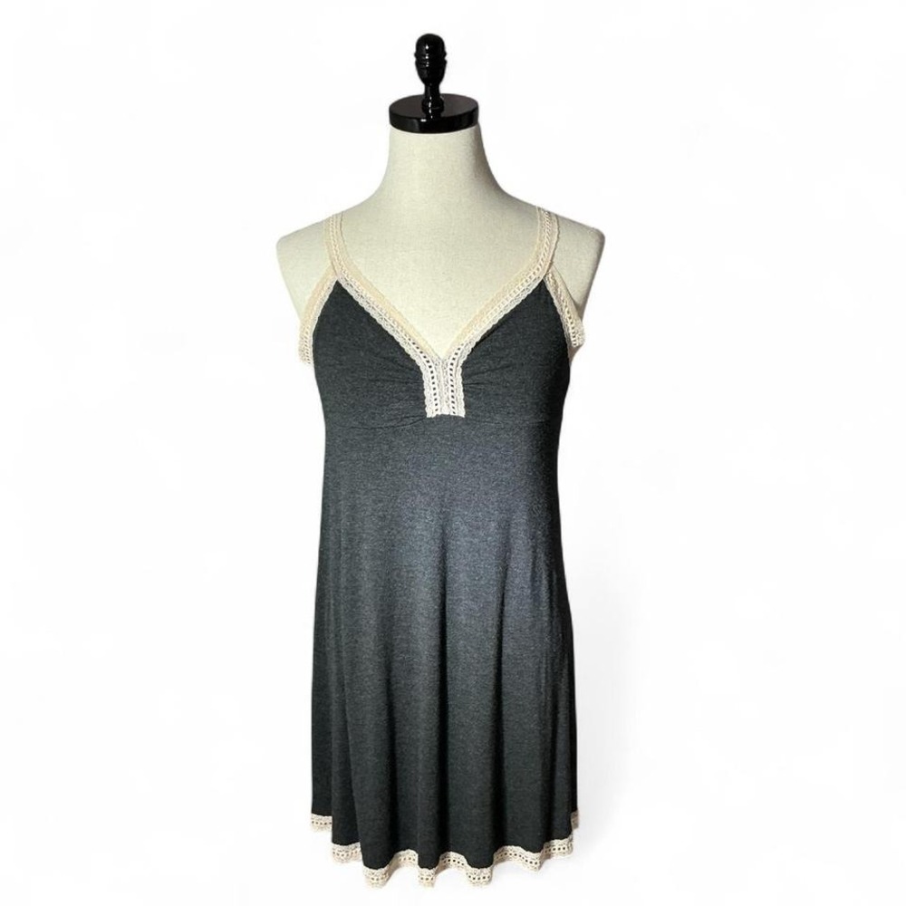 AphorisM Women's Gray Lace‎ Trim Cami Nightgown Sleep Dress Size M